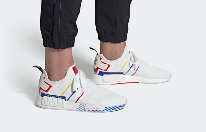 adidas NMD R1 Olympic Pack White FY1432 on foot 01