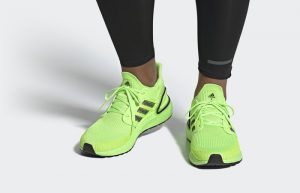adidas Performance Ultra Boost 20 Signal Green EG0710 on foot 01