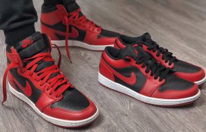 Nike Jordan 1 Low Red Black 553558-606 on foot 02