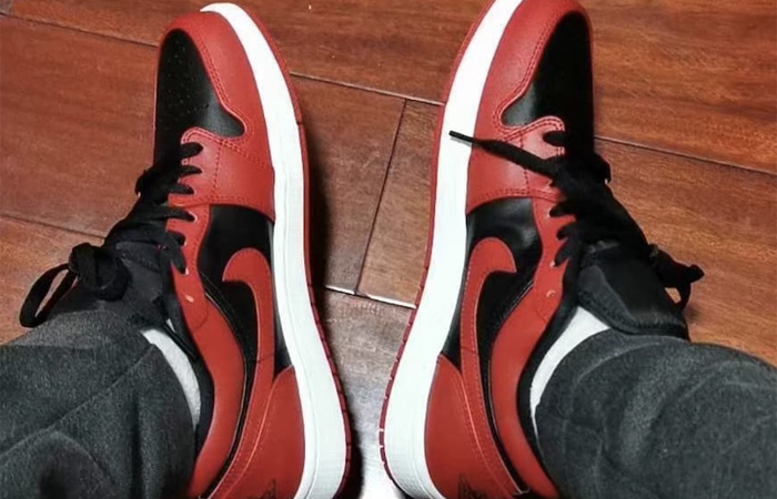 Nike Jordan 1 Low Red Black 553558-606 on foot 03