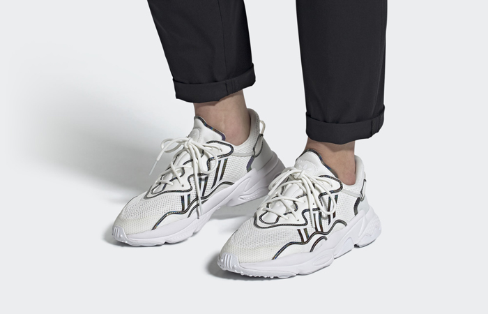 adidas Ozweego White Metallic FV9654 on foot 01