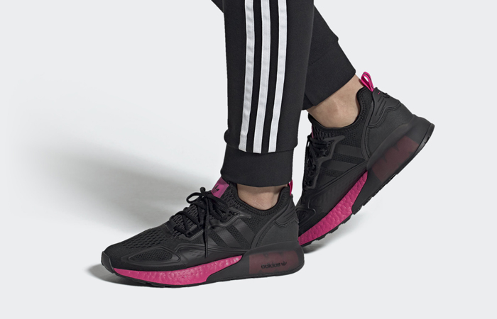 adidas ZX 2K Boost Black Shock Pink FV8986 on foot 01
