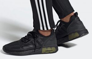 adidas ZX 2K Boost Black Solar Yellow FV8453 on foot 02