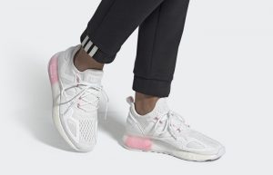 adidas ZX 2K Boost White Pink FV8983 on foot 01