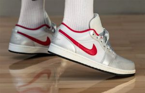 Nike Air Jordan 1 Low Premium Grey University Red DA4668-001 on foot 01
