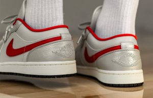 Nike Air Jordan 1 Low Premium Grey University Red DA4668-001 on foot 03