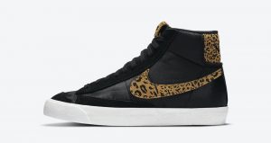 Nike Blazer Mid Black Dressed Up With Leopard Printing Swoosh 01