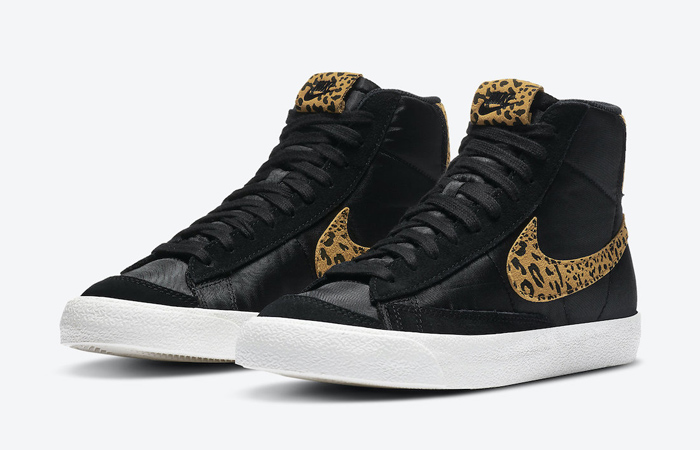 Nike Blazer Mid Black Dressed Up With Leopard Printing Swoosh
