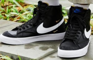 Nike Blazer Mid ’77 Black Leather CZ4627-001 on foot 01