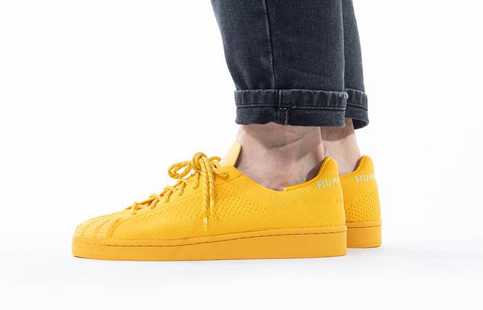 Pharrell Williams adidas Superstar Human Race Pack Yellow S42930 on foot 01