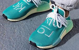 Pharrell adidas NMD Hu Teal Q46466 on foot 02