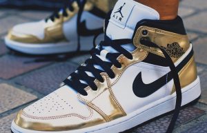 Air Jordan 1 Mid Special Edition Gold DC1419-700 on foot 01