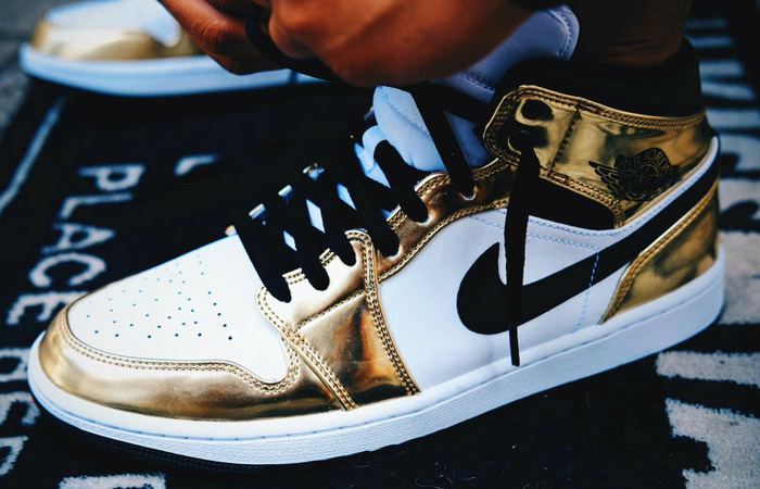 Air Jordan 1 Mid Special Edition Gold DC1419-700 on foot 02