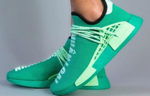 Pharrell adidas NMD Hu Turquoise GY0089 on foot 01
