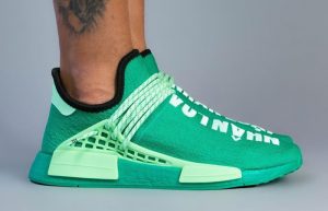 Pharrell adidas NMD Hu Turquoise GY0089 on foot 02