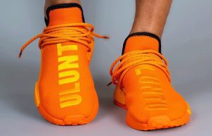 Pharrell adidas NMD Hu Yellow Orange GY0095 on foot 02