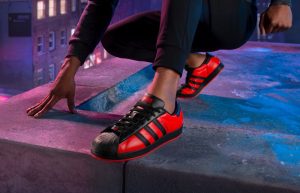 Spider Man Miles Morales adidas Superstar Black Red GV7128 on foot 02