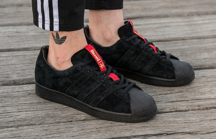 adidas Superstar ADV Thrasher Core Black Red FY9025 on foot 01