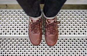 New Balance 670 Made in England Leather Brown M670BRN on foot 02