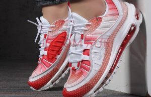 Nike Air Max 98 Bubble Track Red White Womens CI7379-600 on foot 02