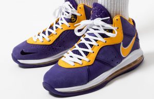 Nike LeBron 8 Lakers Purple Orange DC8380-500 on foot 02