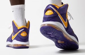 Nike LeBron 8 Lakers Purple Orange DC8380-500 on foot 03
