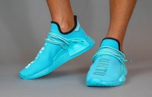 Pharrell Williams adidas NMD Hu Aqua Blue GY0094 on foot 01