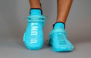 Pharrell Williams adidas NMD Hu Aqua Blue GY0094 on foot 02