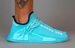 Pharrell Williams adidas NMD Hu Aqua Blue GY0094 on foot 03