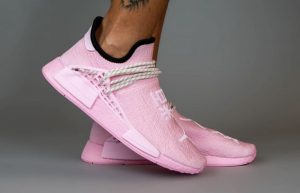 Pharrell Williams adidas NMD Hu Pink GY0088 on foot 01