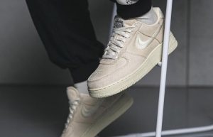 Stussy Nike Air Force 1 Low Fossil Stone CZ9084-200 on foot 02