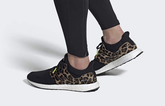 adidas Ultraboost DNA Leopard Core Black Brown FZ2731 on foot 01