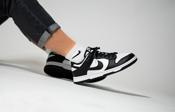 Nike Dunk Low Black White Womens DD1503-101 on foot 01