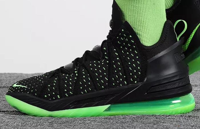 Nike LeBron 18 Dunkman Black Electric Green CQ9284-005 on foot 01