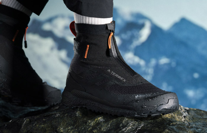 adidas Terrex Free Hiker Cold RDY Core Black Orange FU7217 on foot 02