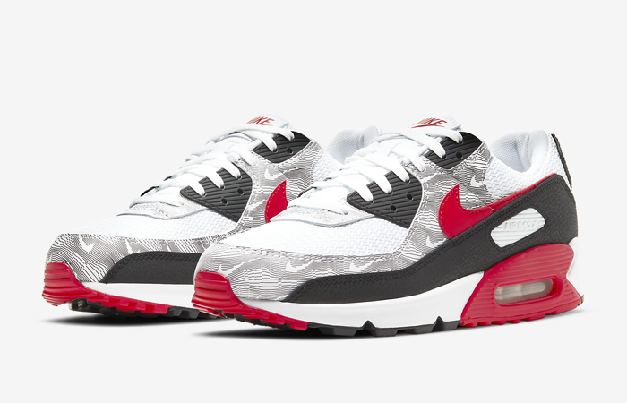 nike air max 90 black and white and red