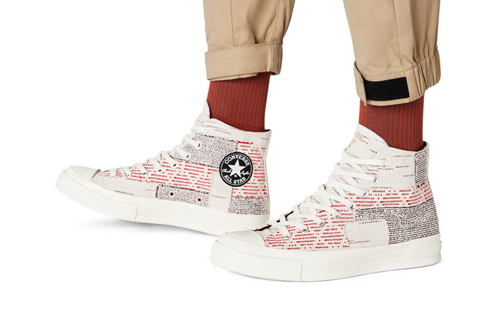 Converse Chuck 70 High Patchwork Twill Egret 170059C on foot 01