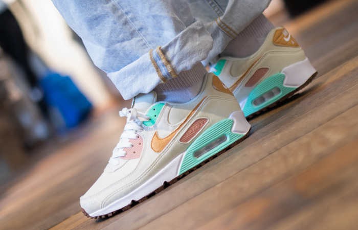 Nike Air Max 90 Happy Pineapple DC5211-100 onfoot 01