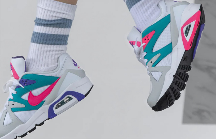 Nike Air Structure Triax 91 White Teal Pink CZ1529-100 on foot 02