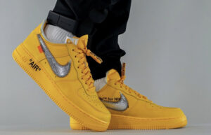 Off-White Nike Air Force 1 Low University Gold DD1876-700 onfoot 02