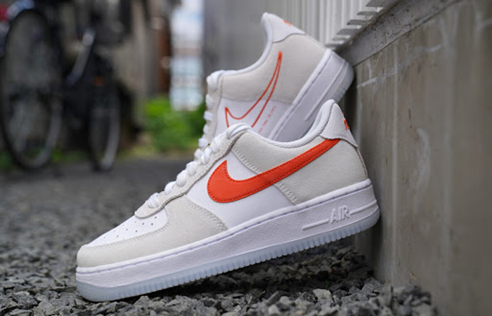 Nike Air Force 1 Low Lazer Orange Swoosh - These Air Force consist of a  white, cream and orange colourway!😍