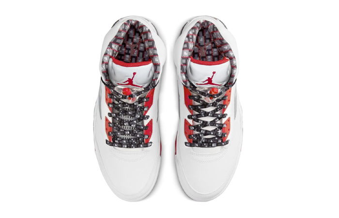 Air Jordan 5 Quai 54 White University Red up