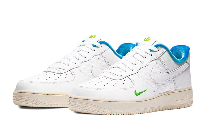Kith Nike Air Force 1 Low White Blue Lagoon DC9555-100 front corner