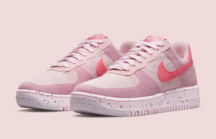 Nike Air Force 1 Low Crater Flyknit Pink Womens DC7273-600 front left corner