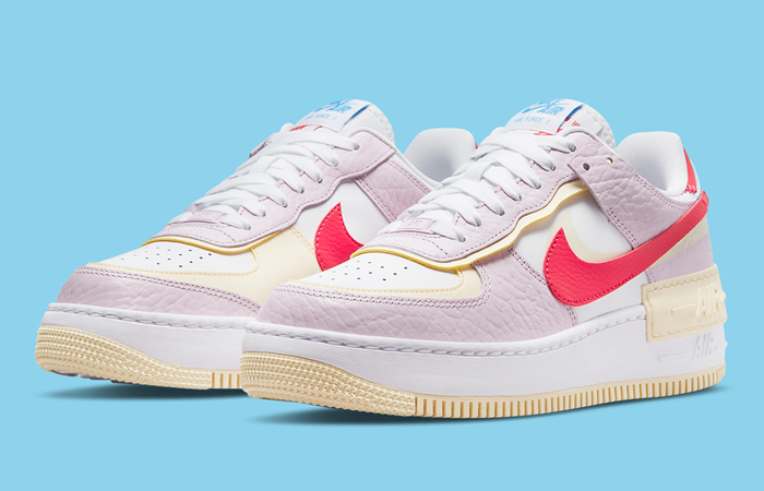 Nike Air Force 1 Shadow Pink Yellow Womens DN5055-600 front corner