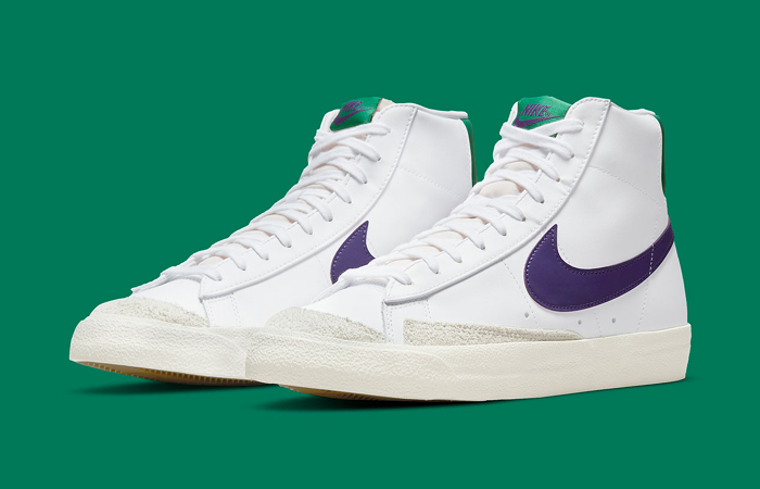 Nike Blazer Mid 77 White Green Purple DO1157-100 front corner
