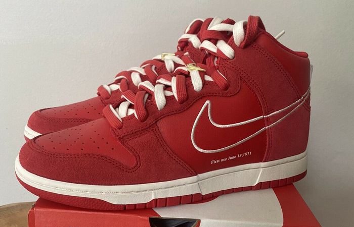 Nike Dunk High First Use University Red DH0960-600 left corner