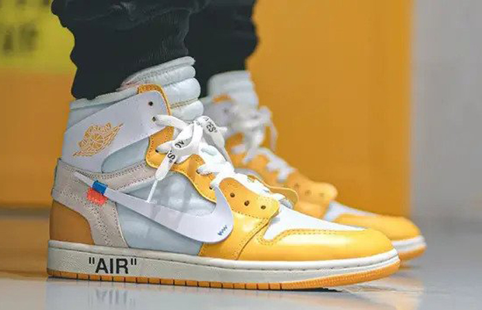 Off-White Air Jordan 1 Canary Yellow AQ0818-149 on foot 01