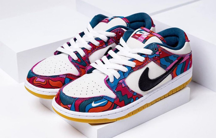 Parra Nike SB Dunk Low Fire Pink Gym Red DH7695-102 up corner