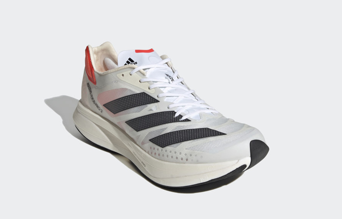 adidas Adizero Adios Pro 2.0 Cloud White Solar Red FZ2477 front corner